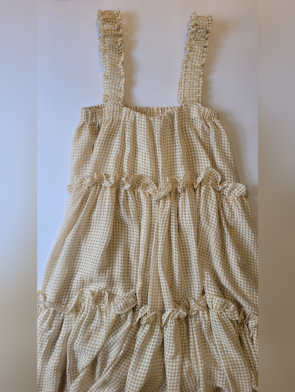Mable Yellow Gingham Tiered Ruffle Midi Dress Medium/Large Excellent Condition - Picture 4 of 9
